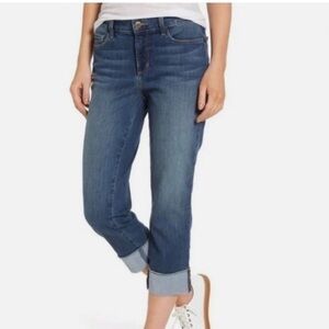 NYDJ Dayla Wide‑Cuff Capri Denim Jeans – Size 12 – Dark Wash – Capris